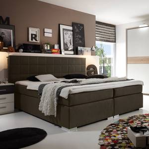 Lit capitonné Ledmore Avec surmatelas Tissu - Mocca - 140 x 200cm