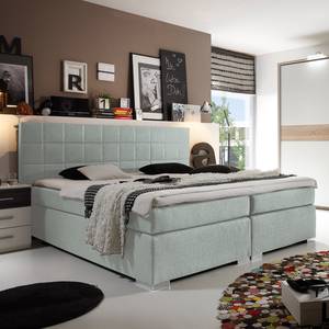 Lit capitonné Ledmore Avec surmatelas Tissu - Gris clair - 160 x 200cm