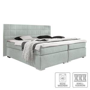 Lit capitonné Ledmore Avec surmatelas - Tissu - Gris clair - 180 x 200cm