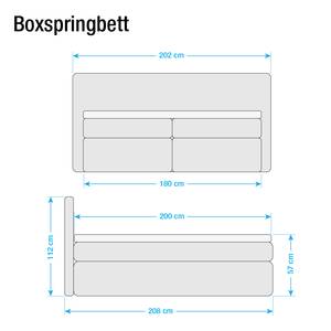 Boxspringbett Ledmore inklusive Topper Webstoff - Lichtgrau - 180 x 200cm