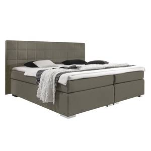 Lit capitonné Ledmore Avec surmatelas Tissu - Brun - 180 x 200cm