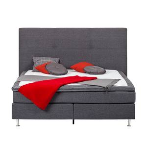 Boxspringbett Lexington inklusive Topper - Strukturstoff Grau - 180 x 200cm