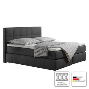 Boxspringbett Lifford Strukturstoff - Anthrazit - 100 x 200cm - Bonellfederkernmatratze - H2