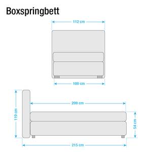 Letto boxspring Lifford Tessuto strutturato - Color antracite - 100 x 200cm - Materasso a molle Bonnell - H2