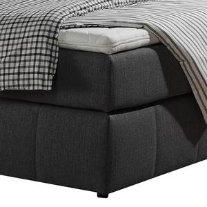 Letto boxspring Lifford Tessuto strutturato - Color antracite - 100 x 200cm - Materasso a molle Bonnell - H2