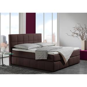 Lit capitonné Lifford Tissu structuré - Marron - 100 x 200cm - Matelas à ressorts Bonnell - D2 souple