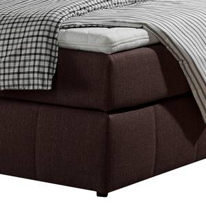 Letto boxspring Lifford Tessuto strutturato - Marrone - 100 x 200cm - Materasso a molle Bonnell - H2