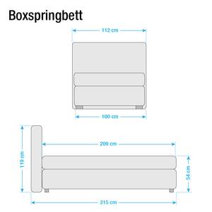 Boxspringbett Lifford Strukturstoff - Anthrazit - 100 x 200cm - Bonellfederkernmatratze - H3