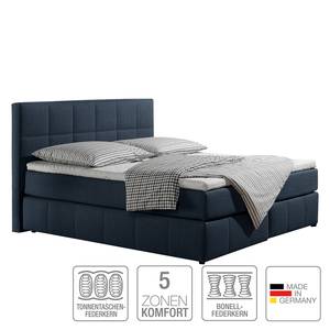 Boxspringbett Lifford Strukturstoff - Jeansblau - 100 x 200cm - Tonnentaschenfederkernmatratze - H3