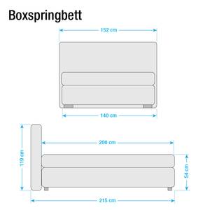 Boxspringbett Lifford Strukturstoff - Anthrazit - 140 x 200cm - Bonellfederkernmatratze - H2