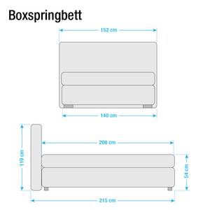 Boxspringbed Lifford structuurstof - Bruin - 140 x 200cm - Bonell-binnenveringmatras - H2 zacht