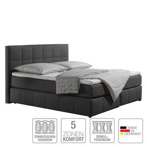 Letto boxspring Lifford Tessuto strutturato - Color antracite - 140 x 200cm - Materasso a molle progressive insacchettate - H3