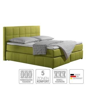 Boxspringbed Lifford structuurstof - Citroen - 140 x 200cm - Ton-pocketveringmatras - H3 medium