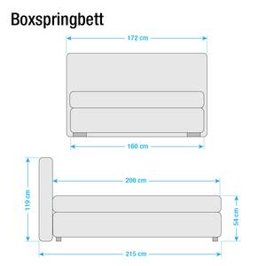 Lit capitonné Lifford Tissu structuré - Anthracite - 160 x 200cm - Matelas à ressorts Bonnell - D2 souple