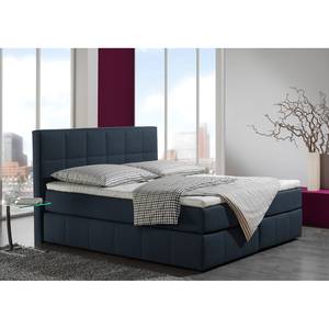 Letto boxspring Lifford Tessuto strutturato - Blu jeans - 160 x 200cm - Materasso in schiuma a freddo - H3