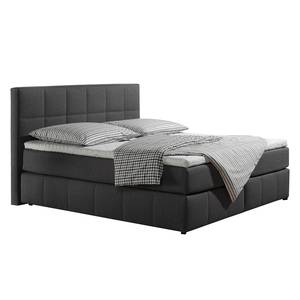 Letto boxspring Lifford Tessuto strutturato - Color antracite - 180 x 200cm - Materasso in schiuma a freddo - H3