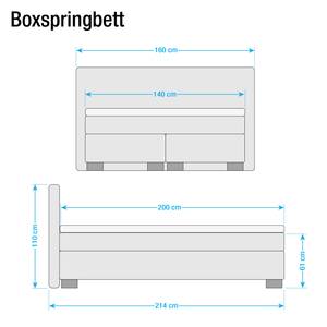 Lit boxspring Loimaa Tissu - Gris foncé - 140 x 200cm