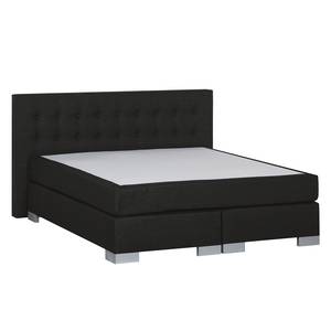 Boxspringbett Loimaa Webstoff - Schwarz - 140 x 200cm