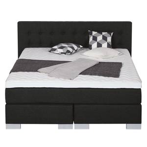 Boxspringbett Loimaa Webstoff - Schwarz - 160 x 200cm