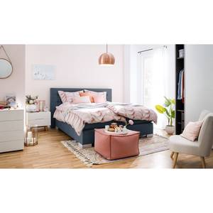 Lit boxspring Loimaa Tissu - Bleu jean - 160 x 200cm