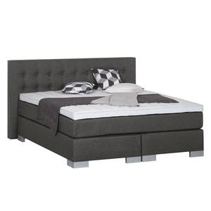 Lit boxspring Loimaa Tissu - Gris foncé - 200 x 200cm