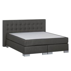 Lit boxspring Loimaa Tissu - Gris foncé - 200 x 200cm