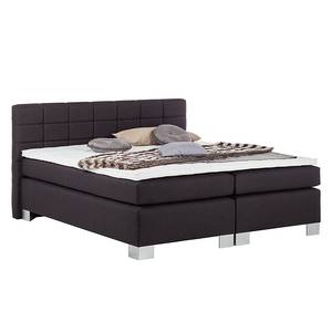 Lit boxspring Louisa II Avec surmatelas - Anthracite - 180 x 200cm - Matelas à ressorts bombés ensachés - Ressorts bombés ensachés