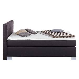 Lit boxspring Louisa II Avec surmatelas - Anthracite - 180 x 200cm - Matelas à ressorts bombés ensachés - Ressorts bombés ensachés