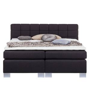 Lit boxspring Louisa II Avec surmatelas - Anthracite - 180 x 200cm - Matelas à ressorts bombés ensachés - Ressorts bombés ensachés