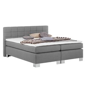 Lit boxspring Louisa II Avec surmatelas - Gris - 180 x 200cm - Matelas à ressorts bombés ensachés - Ressorts bombés ensachés