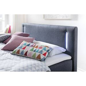 Lit boxspring Lumo Avec surmatelas et éclairage - Tissu - Anthracite