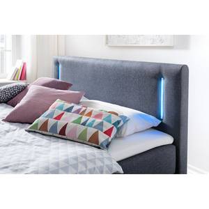 Lit boxspring Lumo Avec surmatelas et éclairage - Tissu - Anthracite