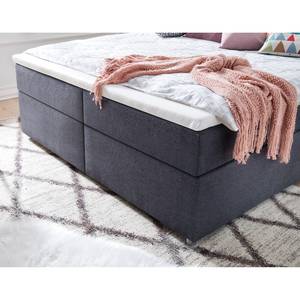 Lit boxspring Lumo Avec surmatelas et éclairage - Tissu - Anthracite