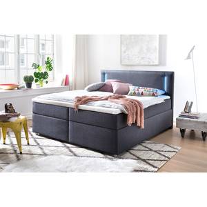 Boxspring Lumo incl. topper & verlichting - geweven stof - antracietkleurig