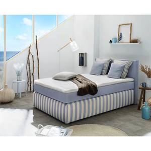 Boxspringbett Mariestad (inkl. Topper) Webstoff - Hellblau / Creme