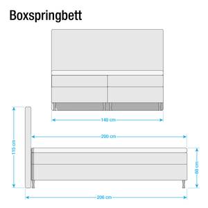 Boxspringbett Massawa Webstoff - Grau - 140 x 200cm
