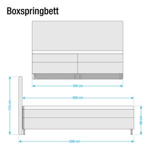 Boxspringbett Massawa Webstoff - Grau - 160 x 200cm