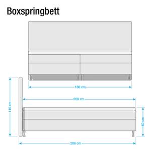 Boxspringbett Massawa Webstoff - Grau - 180 x 200cm