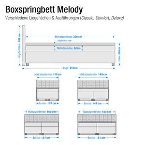 Lit boxspring Melody Surmatelas inclus - Tissu structuré - Marron - 100 x 200cm - Matelas à ressorts Bonnell - D2 souple - Surmatelas en mousse froide