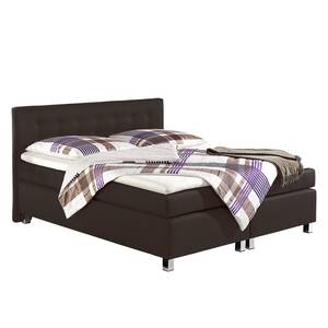 Boxspringbett Melody inklusive Topper - Strukturstoff - Anthrazit - 160 x 200cm - Kaltschaummatratze - H2 - Kaltschaumtopper