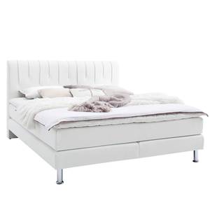 Boxspring METEOR kunstleer - wit - Tweepersoonsmatras H2/H3