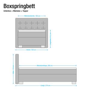 Lit boxspring Minette Imitation cuir - Ecru - 100 x 200cm - Matelas à ressorts bombés ensachés - D2 souple