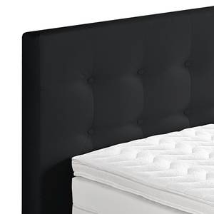 Boxspringbett Minette Kunstleder Schwarz - 100 x 200cm - Tonnentaschenfederkernmatratze - H2