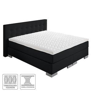 Boxspringbett Minette Kunstleder Kunstleder - Schwarz - 100 x 200cm - Tonnentaschenfederkernmatratze - H2