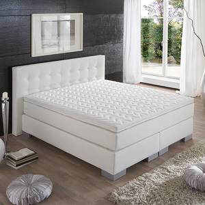 Lit boxspring Minette Imitation cuir - Blanc - 100 x 200cm - Matelas à ressorts bombés ensachés - D2 souple