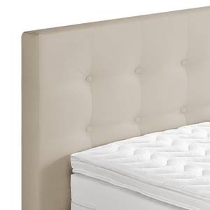 Lit boxspring Minette Imitation cuir - Ecru - 100 x 200cm - Matelas à ressorts bombés ensachés - D3 medium