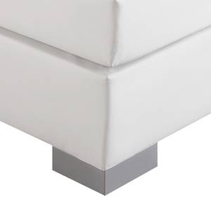 Lit boxspring Minette Imitation cuir - Blanc - 100 x 200cm - Matelas à ressorts bombés ensachés - D3 medium