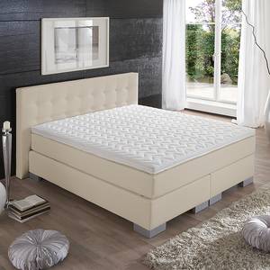 Boxspring Minette kunstleer - Ecrú - 120 x 200cm - Ton-pocketveringmatras - H2 zacht