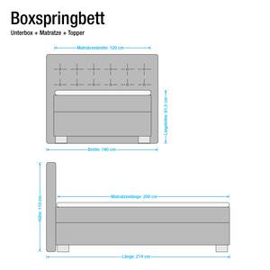 Lit boxspring Minette Imitation cuir - Ecru - 120 x 200cm - Matelas à ressorts bombés ensachés - D3 medium