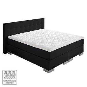 Boxspringbett Minette Kunstleder Schwarz - 120 x 200cm - Tonnentaschenfederkernmatratze - H3